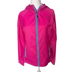 The North Face Flyweight Jacket Womens Medium Pink Rain Windbreaker Full Zip